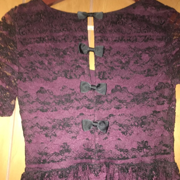 Black and Purple Lace Dress with Bows - Picture 3 of 5